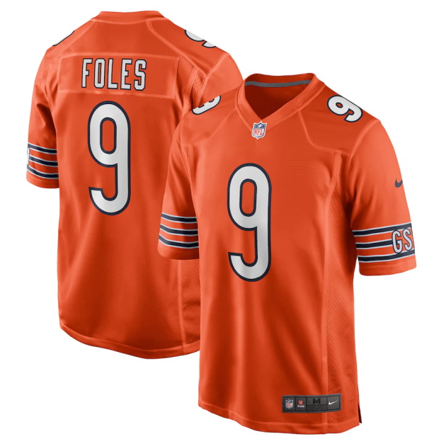 mens nike nick foles orange chicago bears game jersey